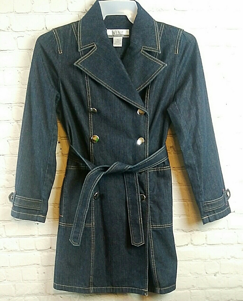 Nine & Co Long Denim Trench Coat Women's 4P